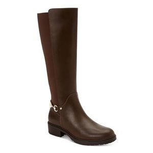 Giani Bernini Womens Brown Buckle Accent Barnibee Round Toe Block Heel Zip-Up